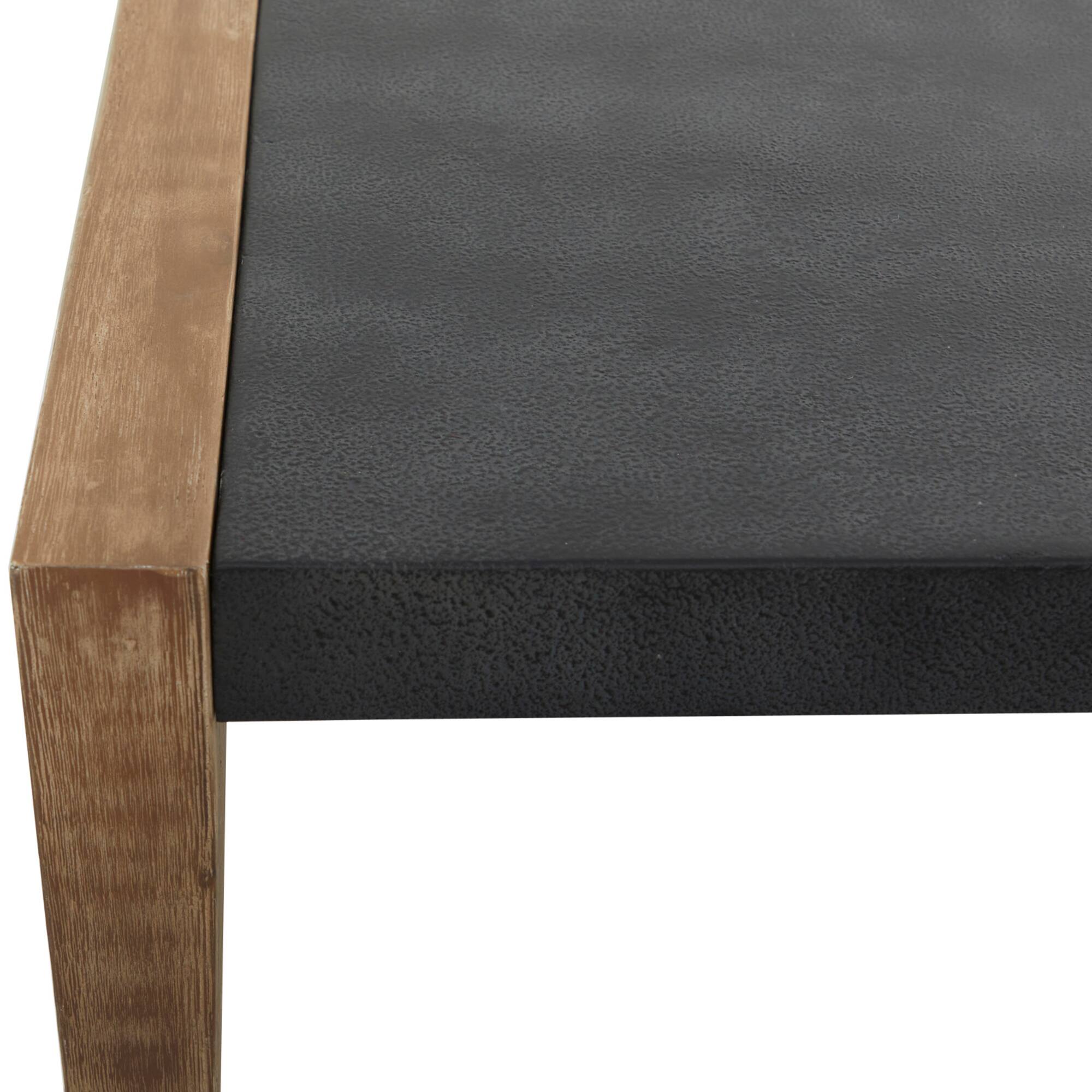 44" Dark Gray Wood Outdoor Coffee Table With Wood Legs
